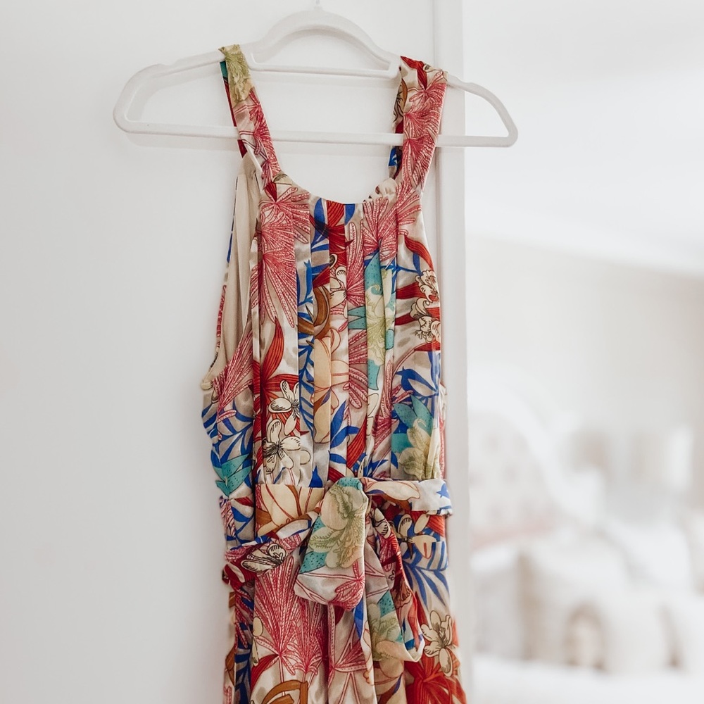 Maxi Length Floral Dress with Bows